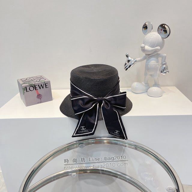 Chanel爆款女士帽子 香奈兒2021春夏新款度假冰絲小禮帽盆帽  mm1596
